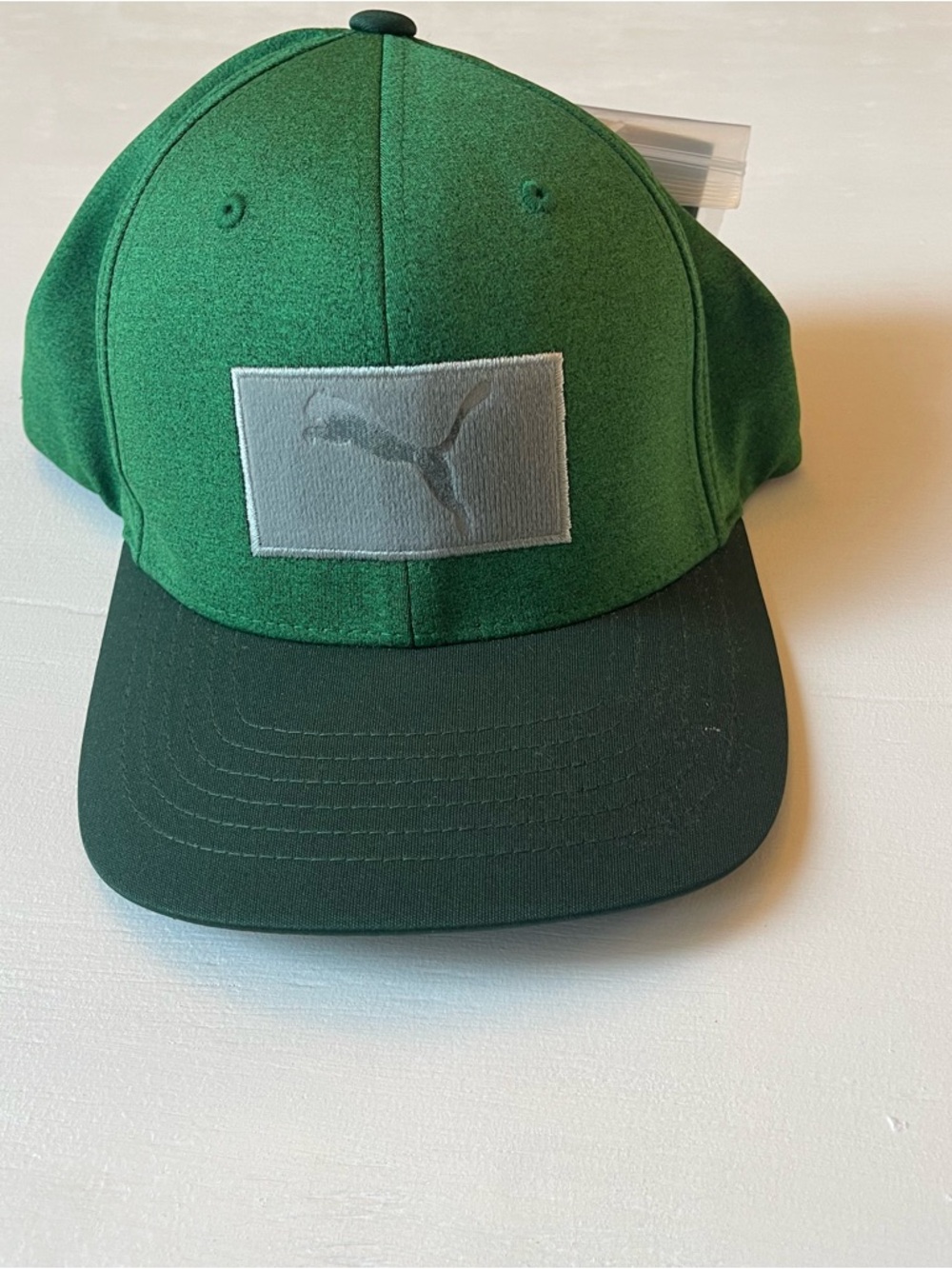 Puma Green Baseball Cap with Dark Green Brim and Gray Logo